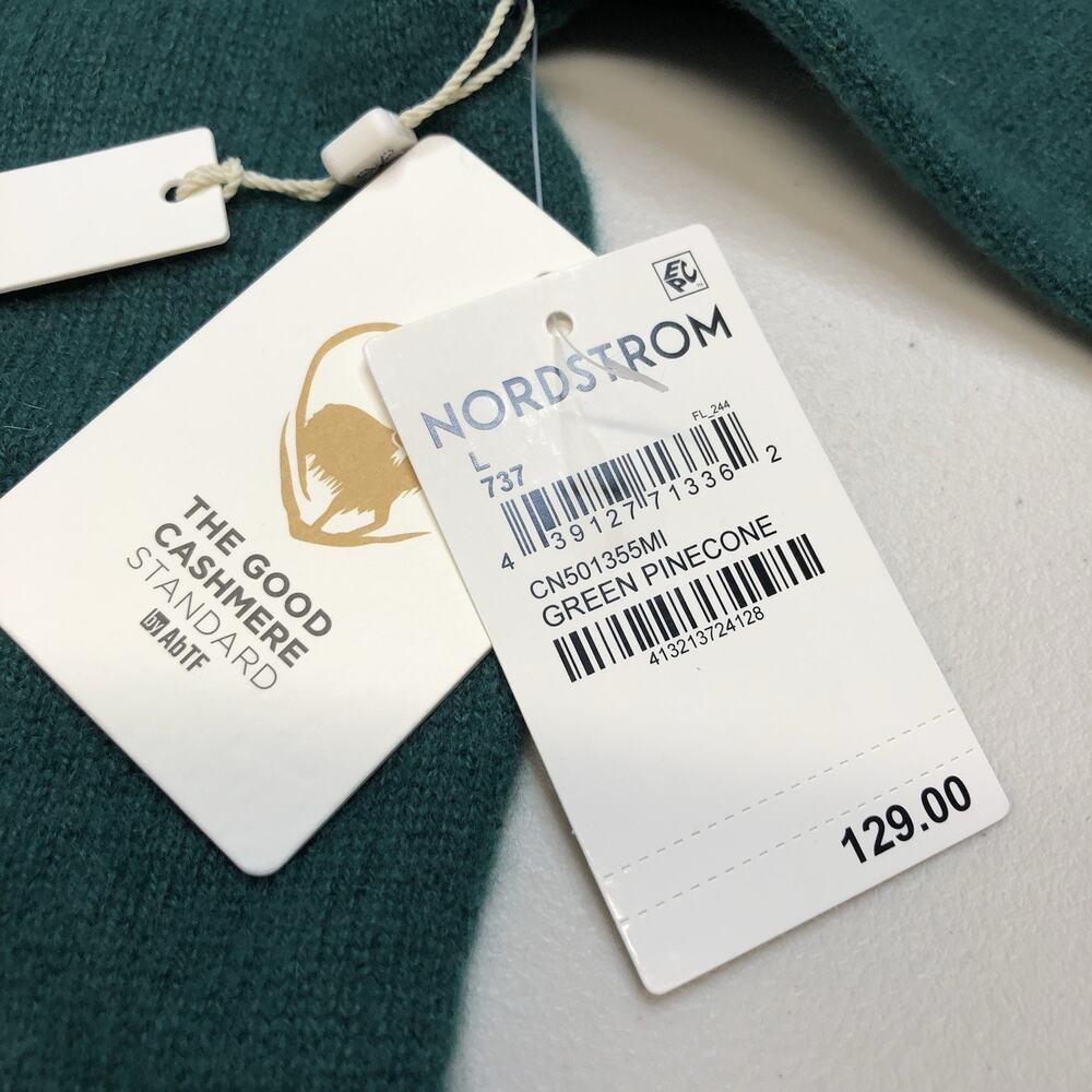 Caslon Women’s 100% Cashmere Crewneck Sweater Green Size Large - Picture 3 of 8